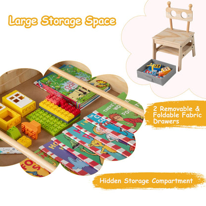 Kids Table and Chairs 4 in 1 Wooden Activity Desk Set (Robot Shape)