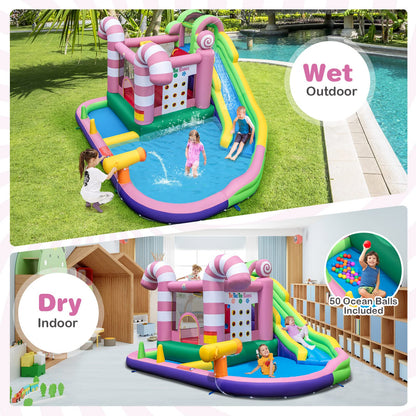 Kids Inflatable Water Park with Slide Blow up Bouncy Castle House for Summer Outdoor Play
