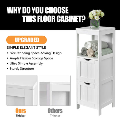 Bathroom Storage Cabinet with 2 Removable Drawers and Open Shelf
