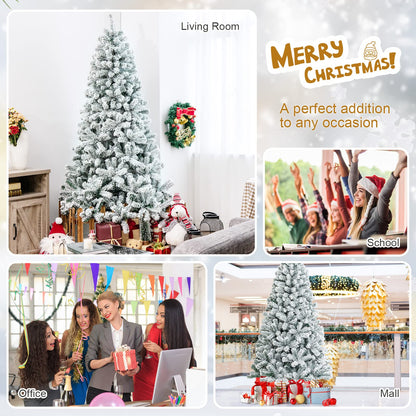 180/240 cm Snow Flocked Artificial Christmas Tree with 600/1010 Tips