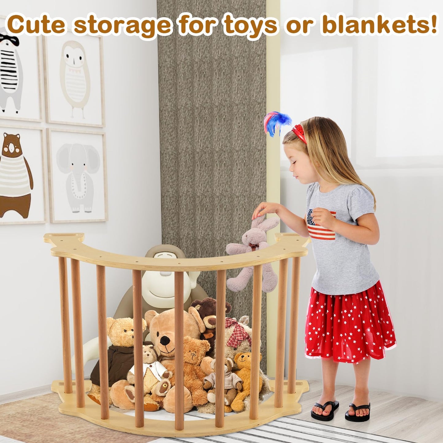 Giantex Toddler Climbing Frame Kids Wooden Arch Climber Ladder with Cozy Cushion Indoor Montessori Play Gym