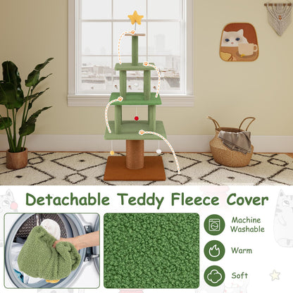 160cm Cute Cat Tower with 3 Condos and Sisal Scratching Post