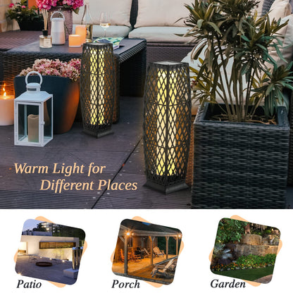 Rattan Solar Powered Landscape Lights with Automatic Switch and Large Capacity Batteries