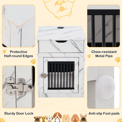 Wooden Dog Crate, Furniture Style Puppy Cage Side End Table with Drawer and Removable Pad