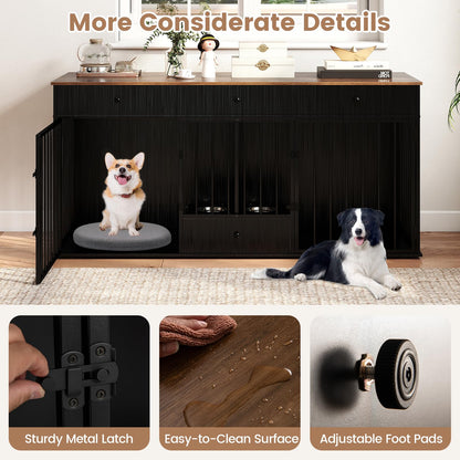 Heavy Duty Dogs Cage with Double Doors and Divider Indoor Puppy Kennel Side Table