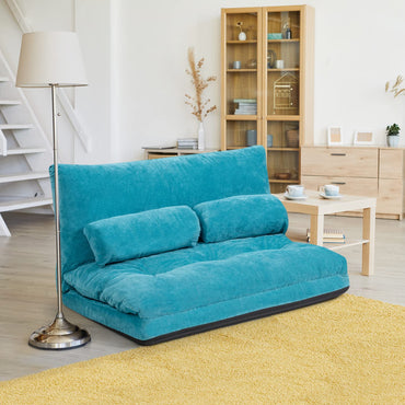 Double Folding Sofa Bed, 6-Position Adjustable Lounger Sleeper Seat Chair with 2 Pillows