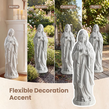 Garden Statue, Tall Virgin Mary/St. Francis Statue, Indoor Outdoor Religious Sculpture Art Decoration