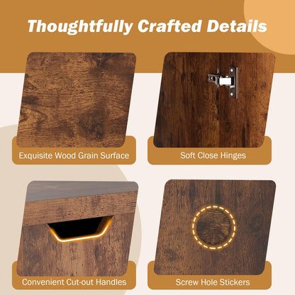 120cm Extendable and Foldable Coffee Table with Storage Cabinet and Wheels