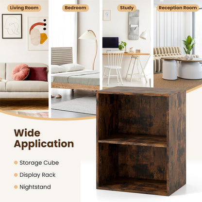 2-Cube Bookcase Floor Standing Open Bookshelf with 5-Position Adjustable Shelf