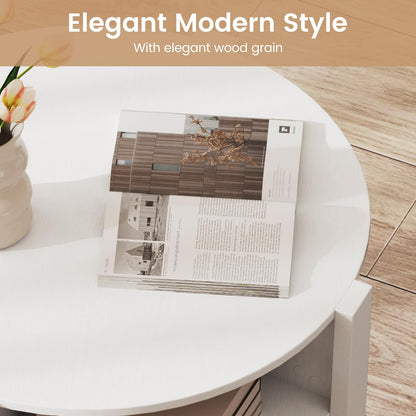 2 Tier Cocktail Center Accent Tea End Sofa Side Table with 4 Open Storage Shelves