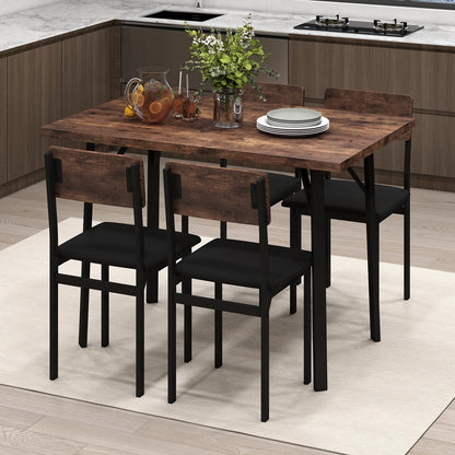 5-Piece Dining Table Set for 4 People with Metal Leg for Small Room
