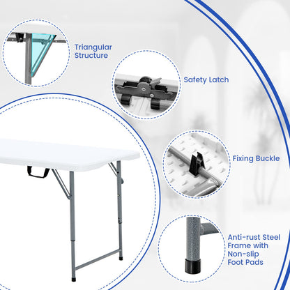 Portable Bi-fold Picnic Table with 3-Level Height Adjustment