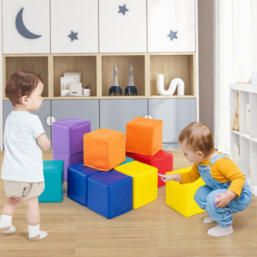 12 PCS Foam Building Blocks 5.5" x 5.5" Colorful Climbing Foam Soft Cubes for Kids