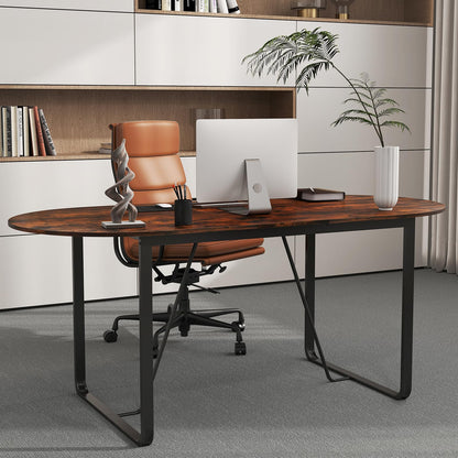 180 CM Executive Table Oval Home Office Table with Cable Management Hole