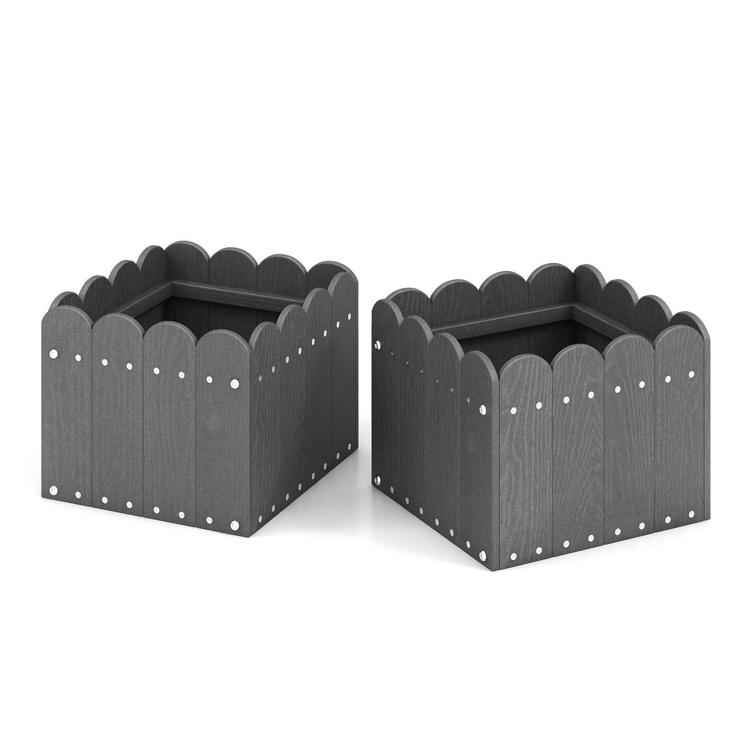 GiantexUK Raised Garden Bed Set of 2, HDPE Elevated Planter Box with Drainage Gaps