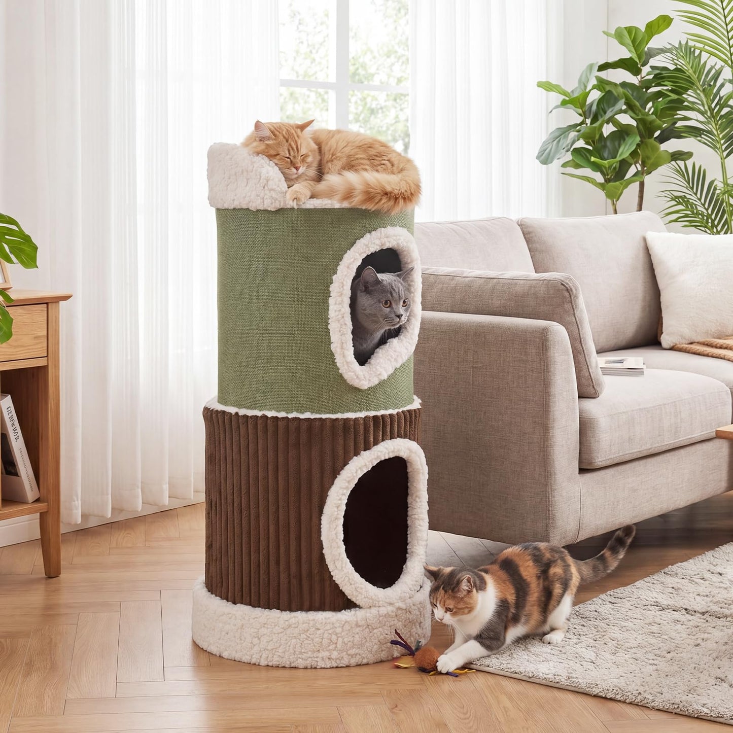 Cat House for Indoor Cats, Multi-Level Cat Tower with Top Perch