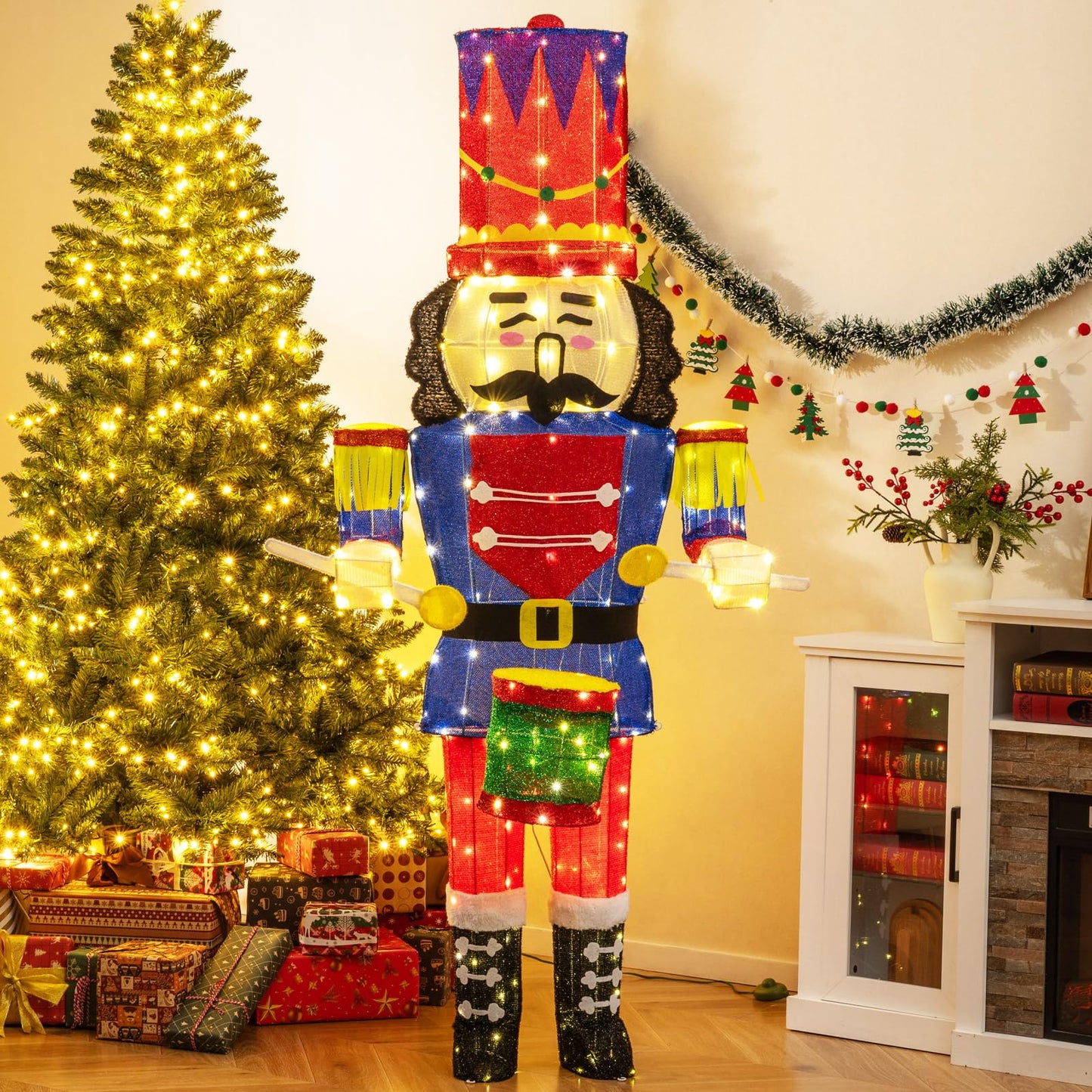 Lighted Nutcracker Soldier, Outdoor 3D Christmas Decoration with LED Lights
