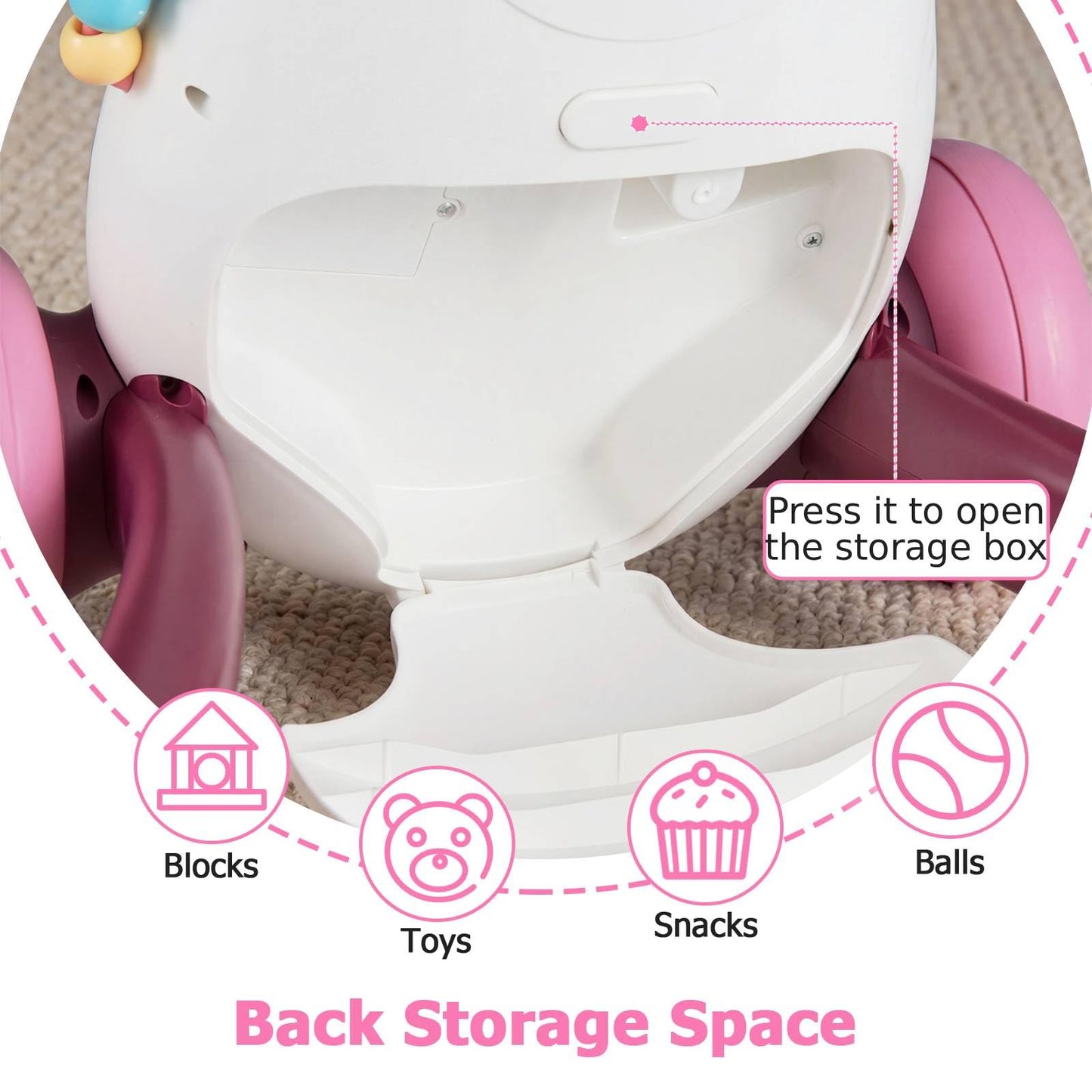 2 in 1 Montessori Baby Walker, Sit to Stand Learning Walkers with Adjustable Rear Wheel