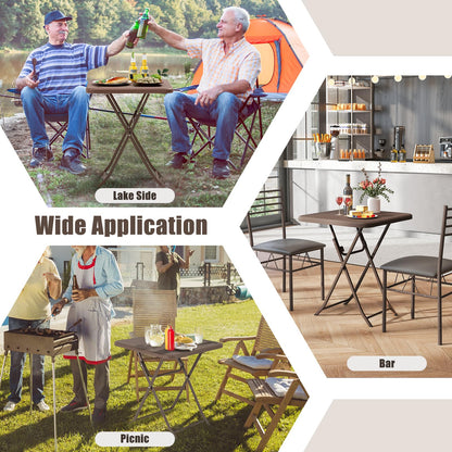 60 x 60 x 72cm Portable Square Camping Trestle Table with HDPE Top & Metal Frame