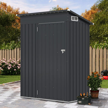 5x3FT Metal Garden Shed Galvanized Outdoor Storage Shed with 2 Air Vents