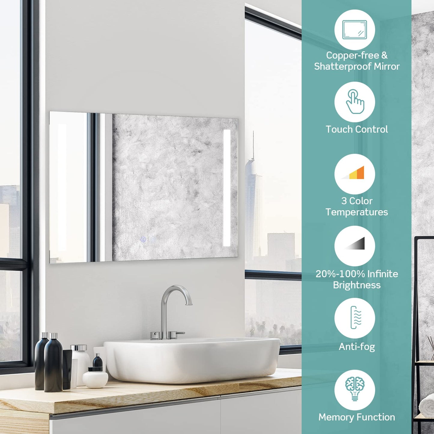 80x60cm LED Illuminated Bathroom Mirror