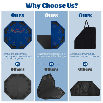 120CM 8-Player Foldable Poker Table Top with Carrying Bag