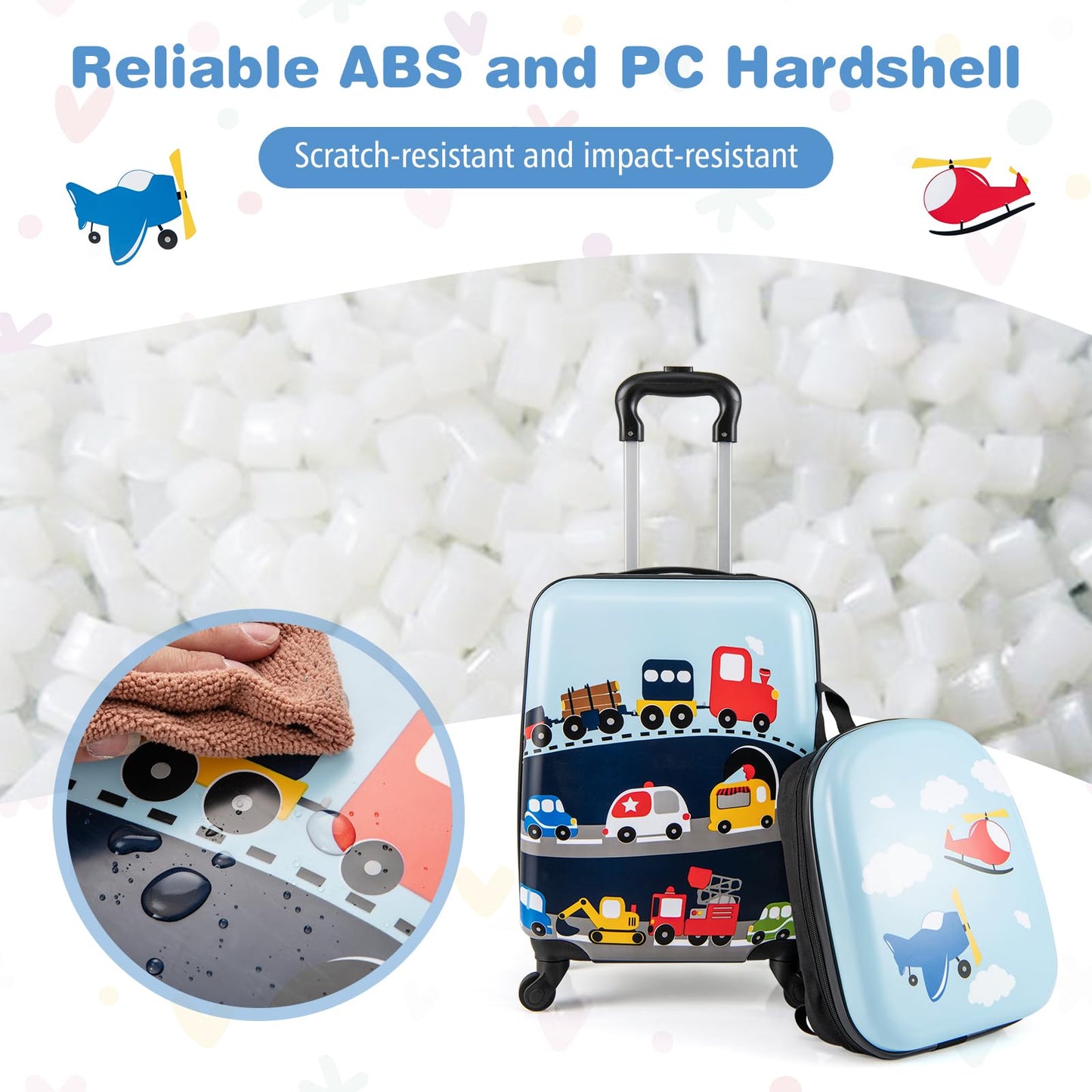 2 Pieces Kid Luggage Set with 4 Spinner Wheels and Telescopic Handle