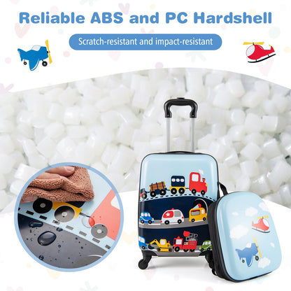 2 Pieces Kid Luggage Set with 4 Spinner Wheels and Telescopic Handle
