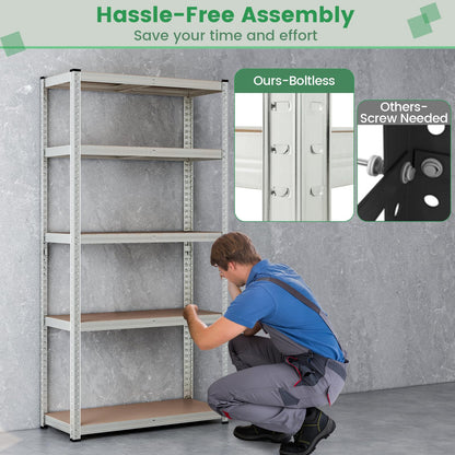 5 Tier Metal Shelving Unit with Adjustable Height for Garages