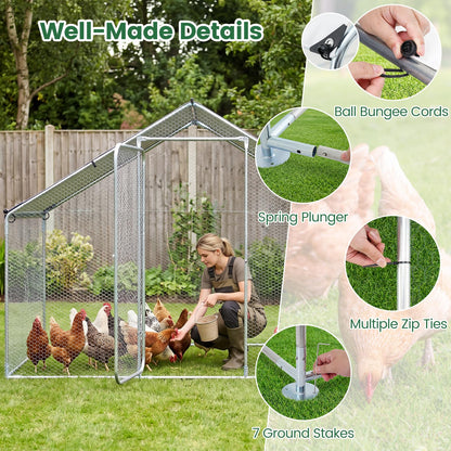 300 x 203 x 202 CM Walk-in Chicken Run with Waterproof Cover for Backyard