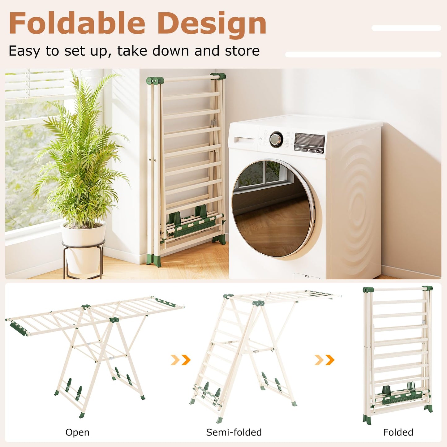 Indoor Outdoor Freestanding Metal Laundry Rack (184x56x99-168cm)