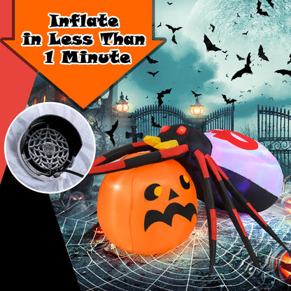 Inflatable Halloween Spider with Colorful Rotating Light