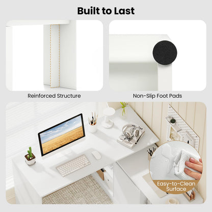 120CM Reversible Corner Writing Desk with 2-Way Cabinet