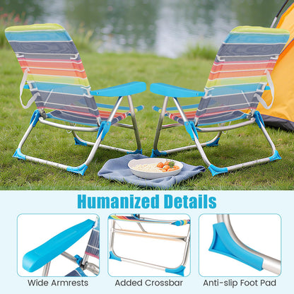 4 Adjustable Position Camping Chair with Armrests & Carry Strap