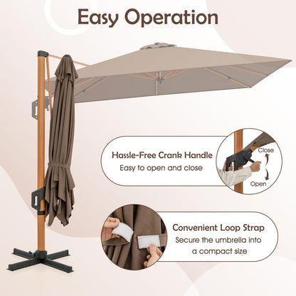 297 cm Outdoor Patio Cantilever Umbrella with 360° Rotation