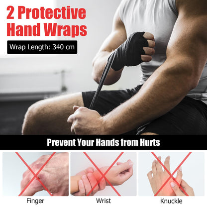 Kids Adults Boxing Bag Set with Hand Wraps Punching Training Kit for Workout
