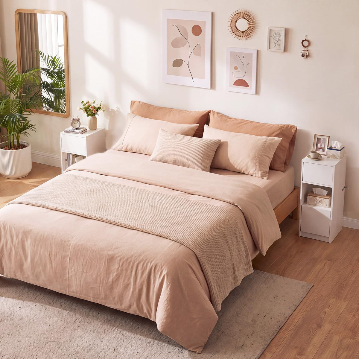 Slim Bedside Table with Drawer and 2 Storage Compartments