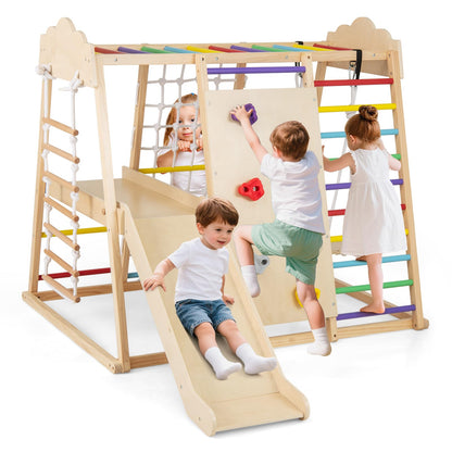8-in-1 Indoor Jungle Gym for Kids Wooden Montessori Climbing Toys
