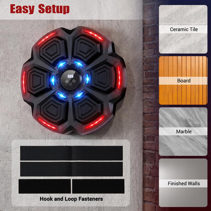 Music Boxing Machine, Wall Mounted Electronic Boxing Target with Gloves, LED Light Targets