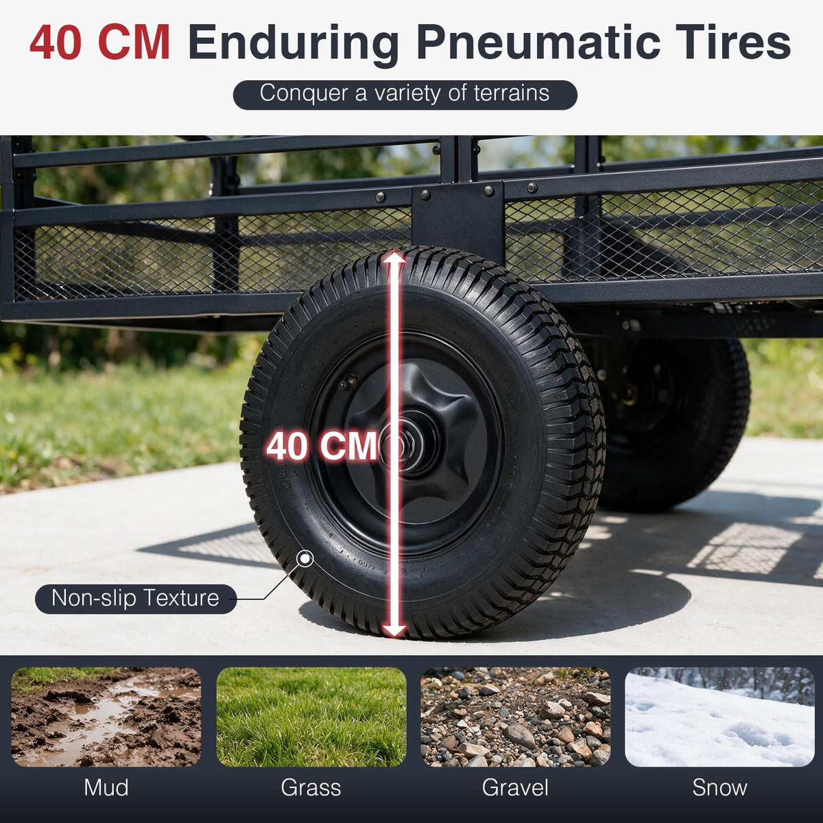 700 KG Capacity 0.5 m³ Heavy Duty Metal Dump Cart Trailer for ATV UTV Tractor