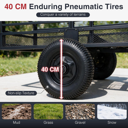 700 KG Capacity 0.5 m³ Heavy Duty Metal Dump Cart Trailer for ATV UTV Tractor