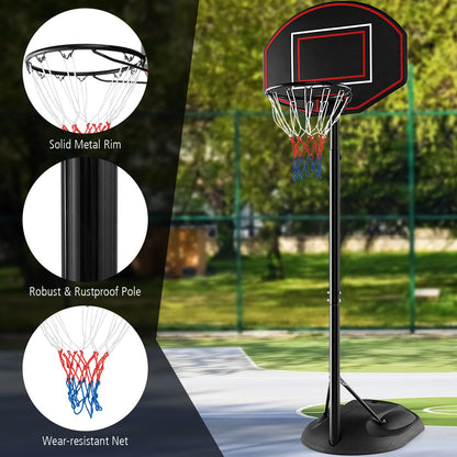 1.67 m-2.28 m Portable Basketball Hoop System with Anti-Rust Stand