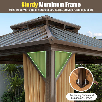 3 x 3m Hardtop Gazebo, Heavy-Duty Aluminum Frame Permanent