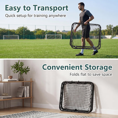 Foldable Football Rebounder Net, Football Training Net with Metal Frame