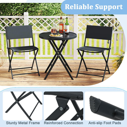 Folding Patio Bistro Set, 3 Piece Garden Furniture Set