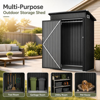 5 x 3FT Metal Garden Storage Shed with PC Panel & Lockable Door