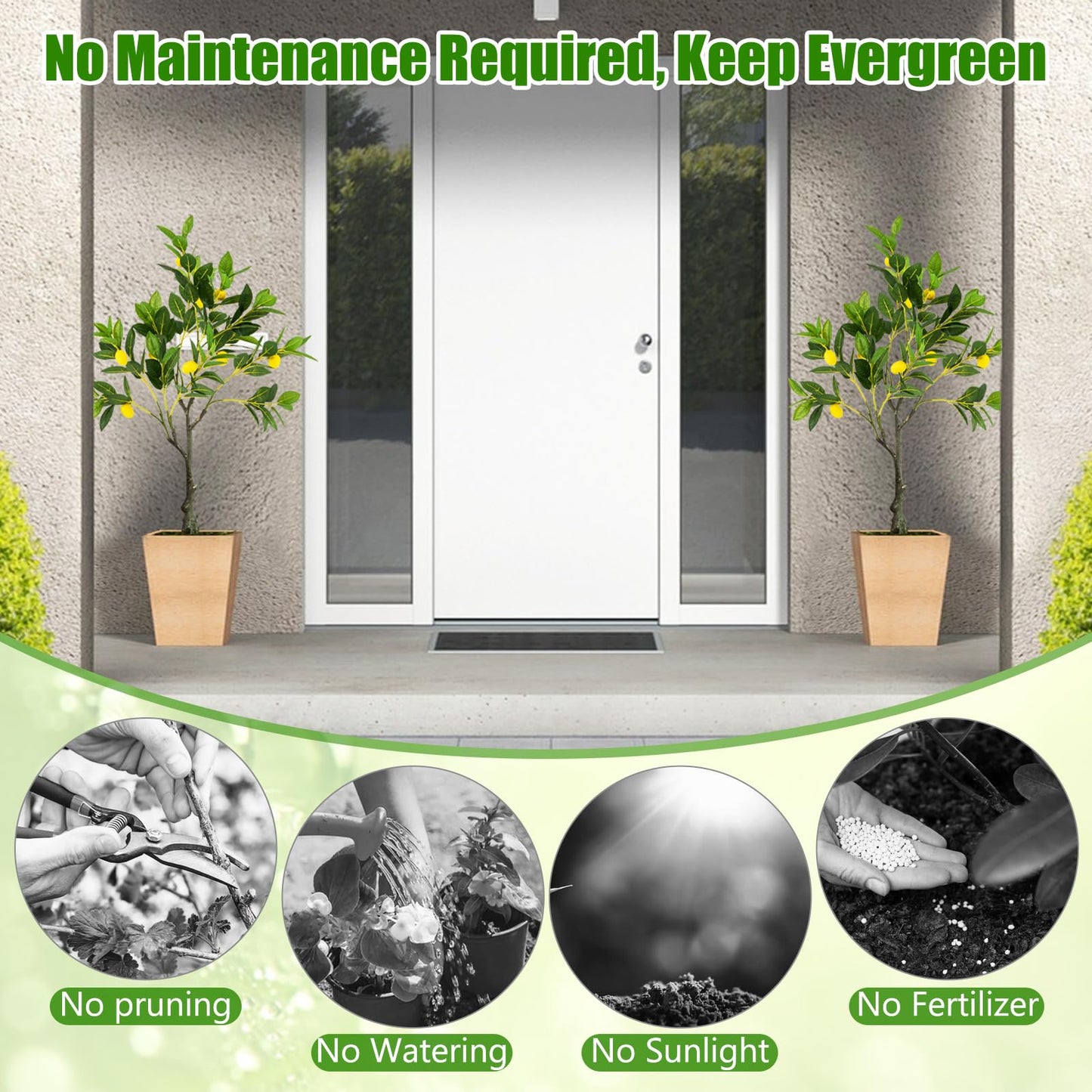 Fake Lemon Plant with Lemon Fruits and Cement Pot