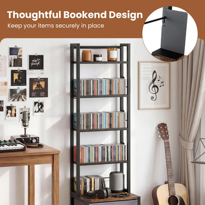 CD Storage Rack with Drawers, 5-Tier DVD Shelf Unit Vinyl Holder
