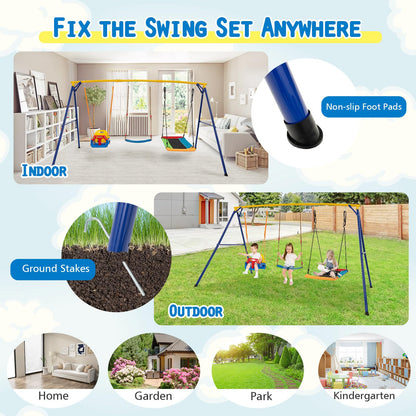 Heavy Duty Extra Large Metal Swing Frame with Platform Swing