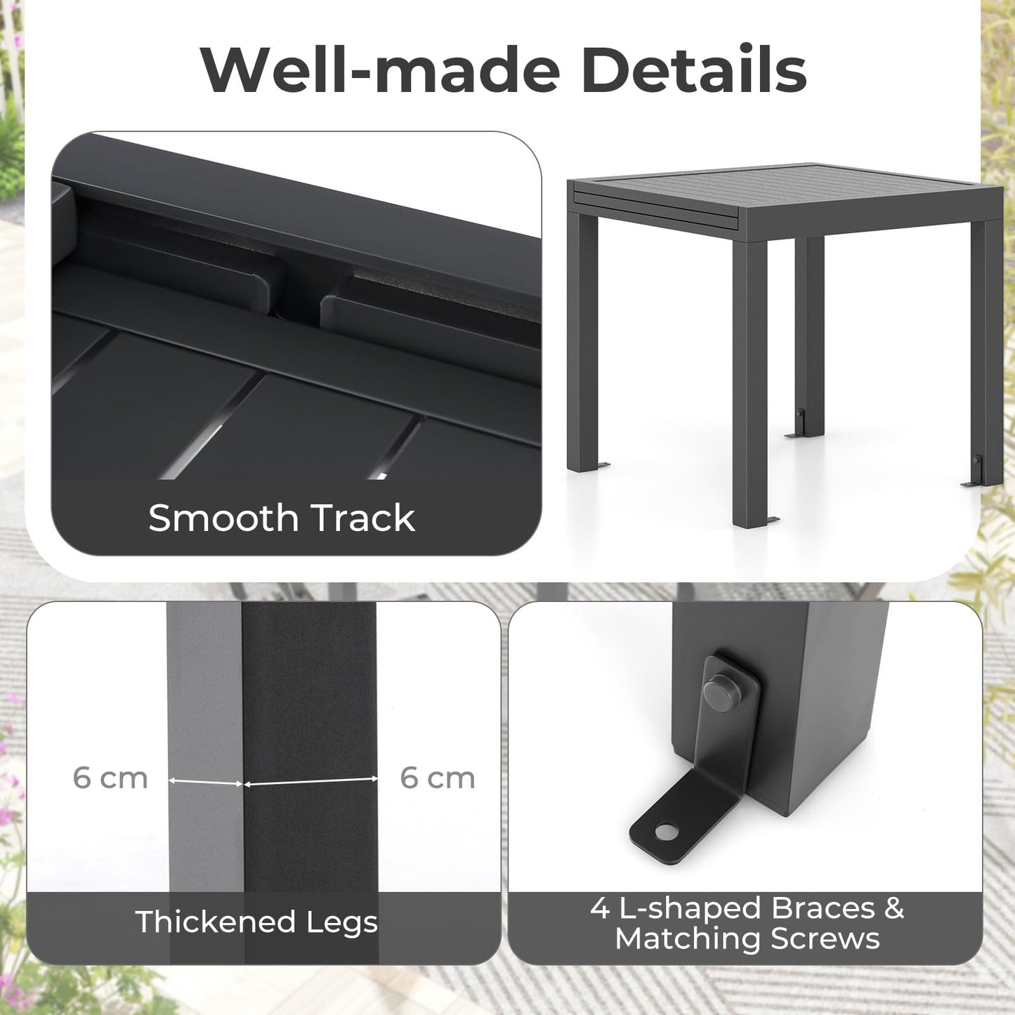Expandable Patio Dining Table for 4-6 People